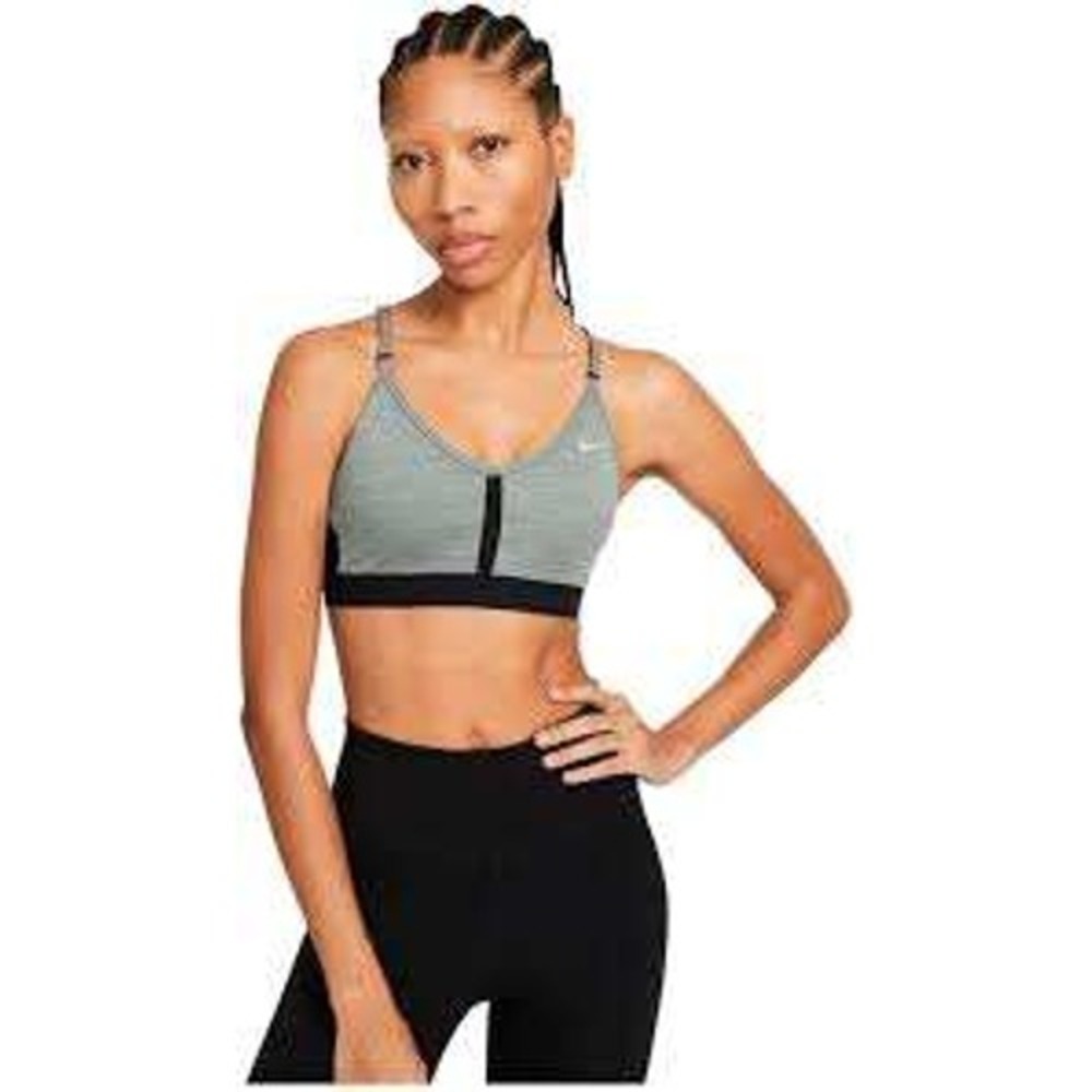 Nike Womens Dri-FIT Indy Light Support Sports Bra Gray Black‎ CZ4456-084 Large
